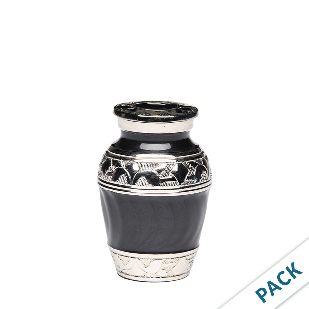 KEEPSAKE Nickel Plated Brass Urn -1528- Fleur-de-Lis - Pack of 10 Charcoal