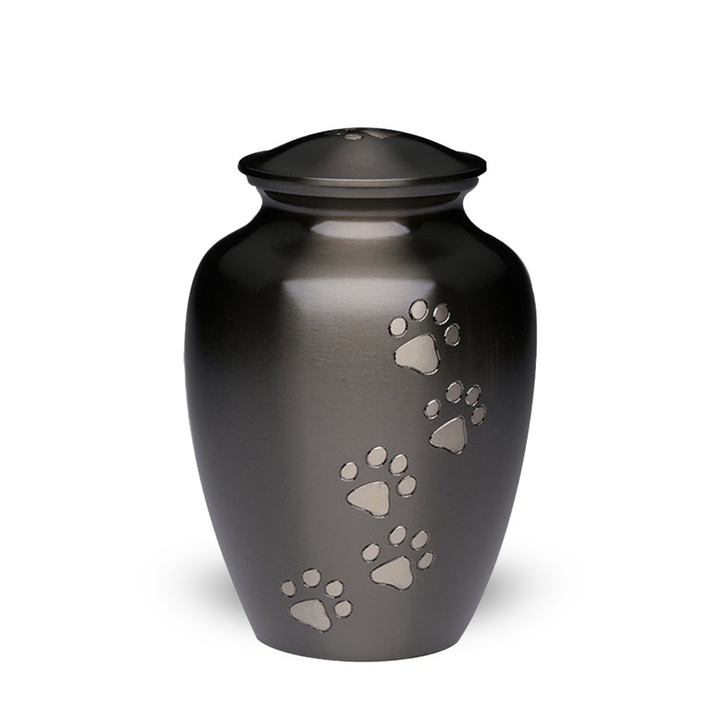 MEDIUM Brass Pet Urn -"Paws to Heaven" Slate-Silver