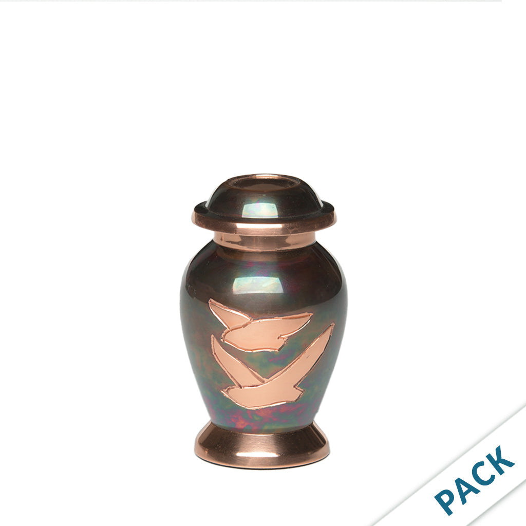 KEEPSAKE - Brass Urn -1958- Iridescent Copper Overlay - Pack of 10 Doves