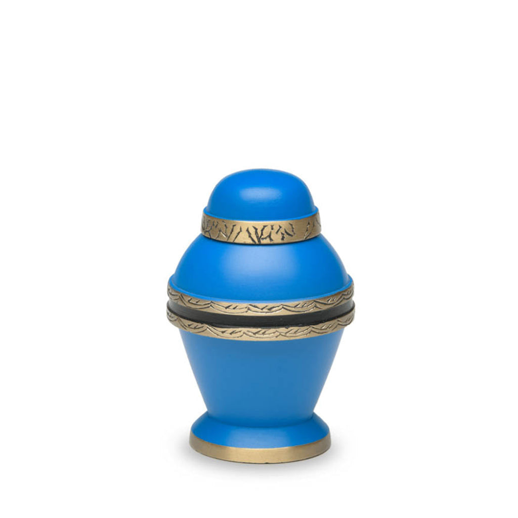 CLEARANCE ~ KEEPSAKE Brass Urn -1962- Dome Top Deep Blue