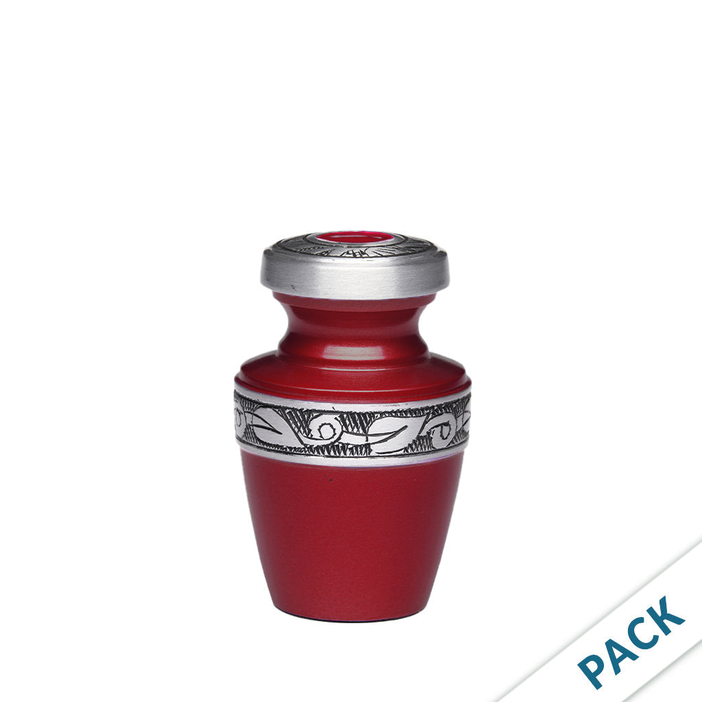 KEEPSAKE - Alloy Urn -2116- Grecian with Bogati Jasmine Border - Pack of 10 Red
