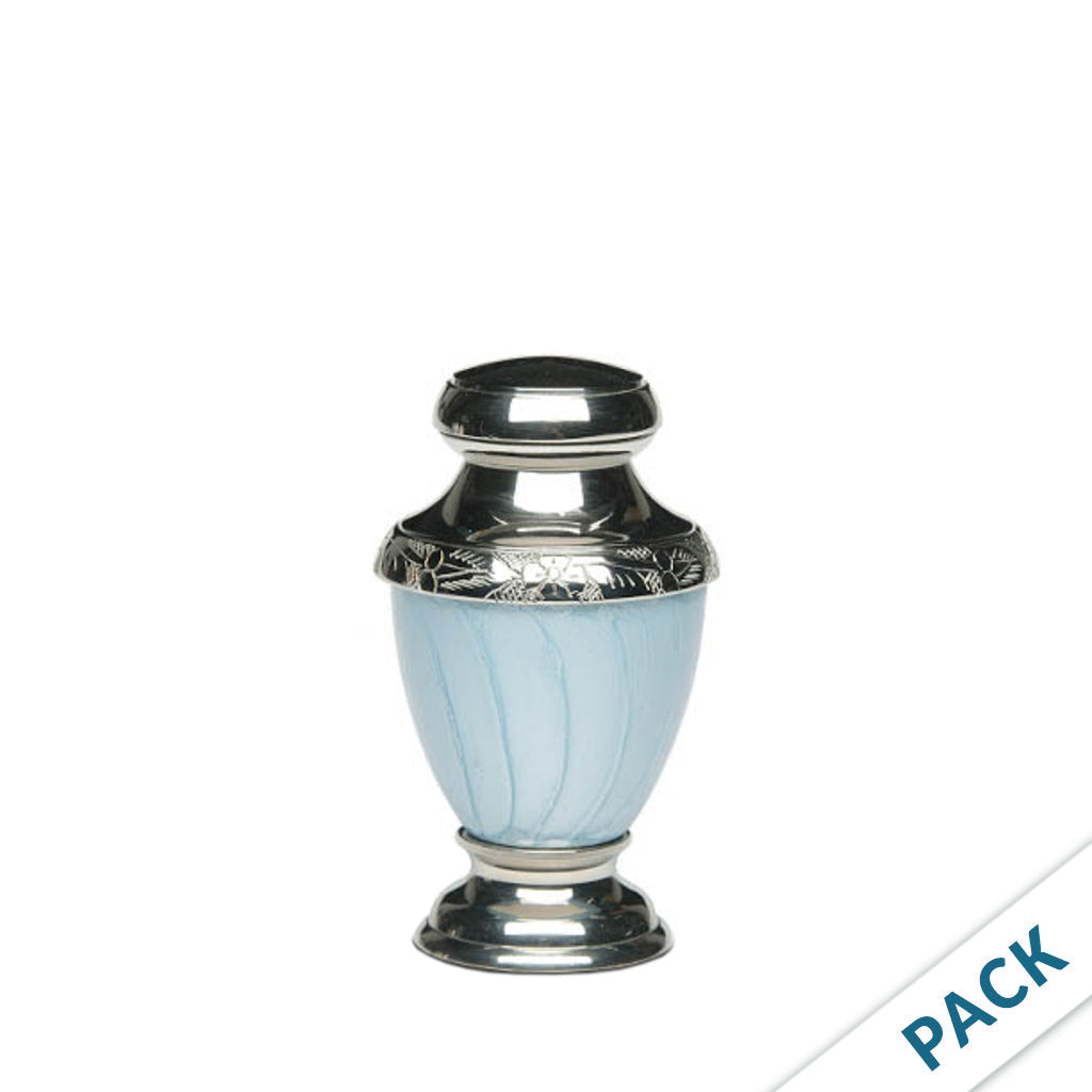 KEEPSAKE Brass-Alloy Urn -5600- Nickel Plated Brass & Enamel - Pack of 10 Blue