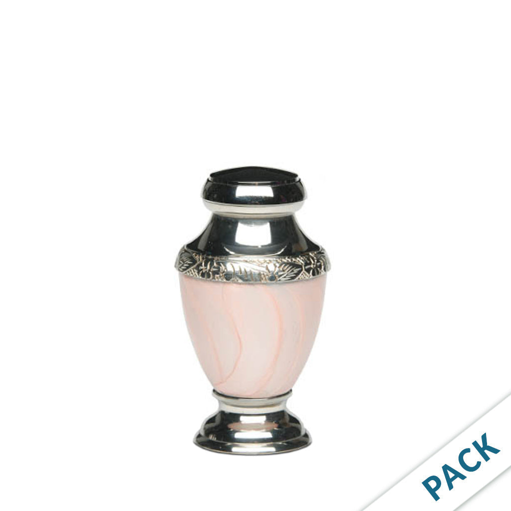 KEEPSAKE Brass-Alloy Urn -5600- Nickel Plated Brass & Enamel - Pack of 10 Pink