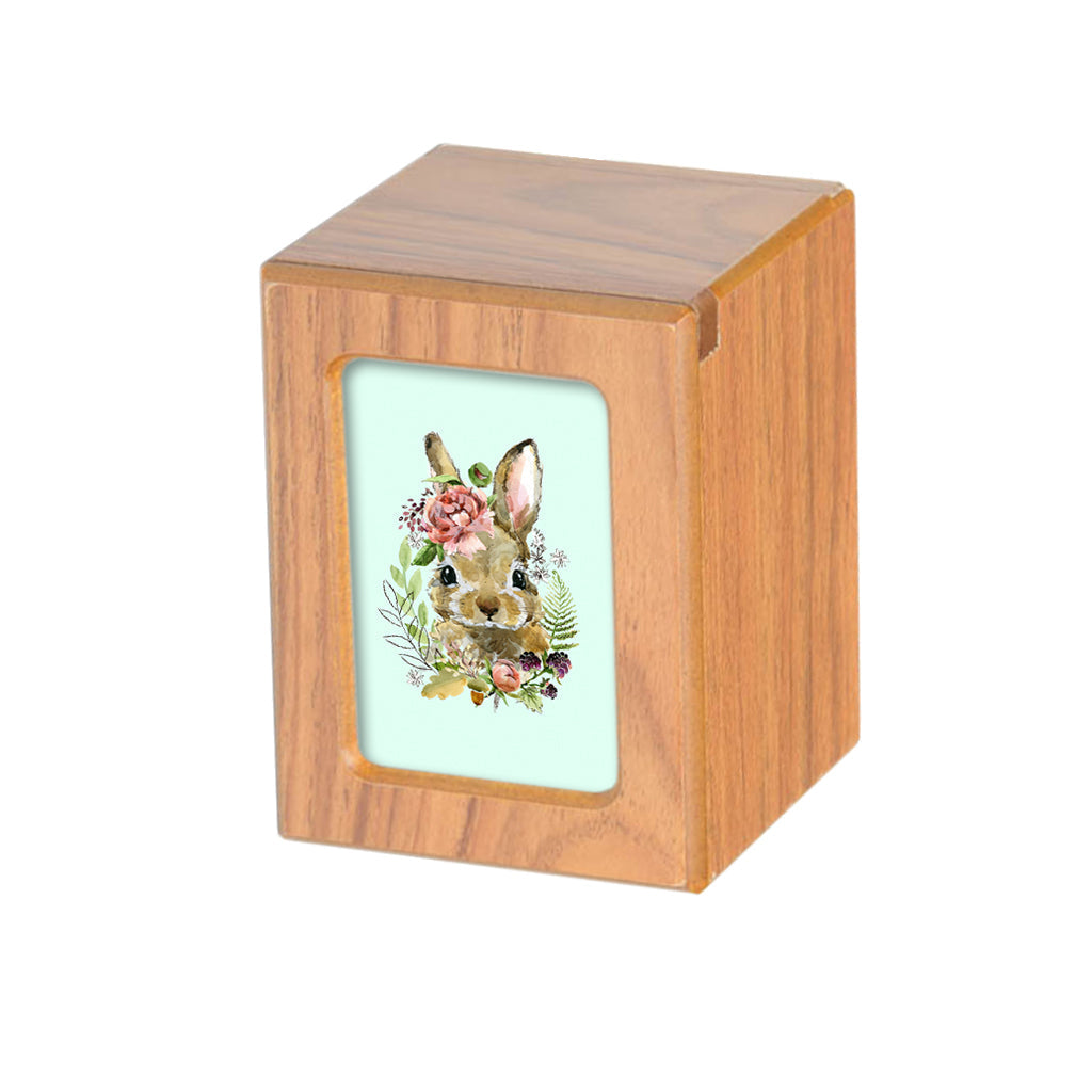 SMALL PY06 Photo Frame Urn - Rabbit & Floral Crown Brown