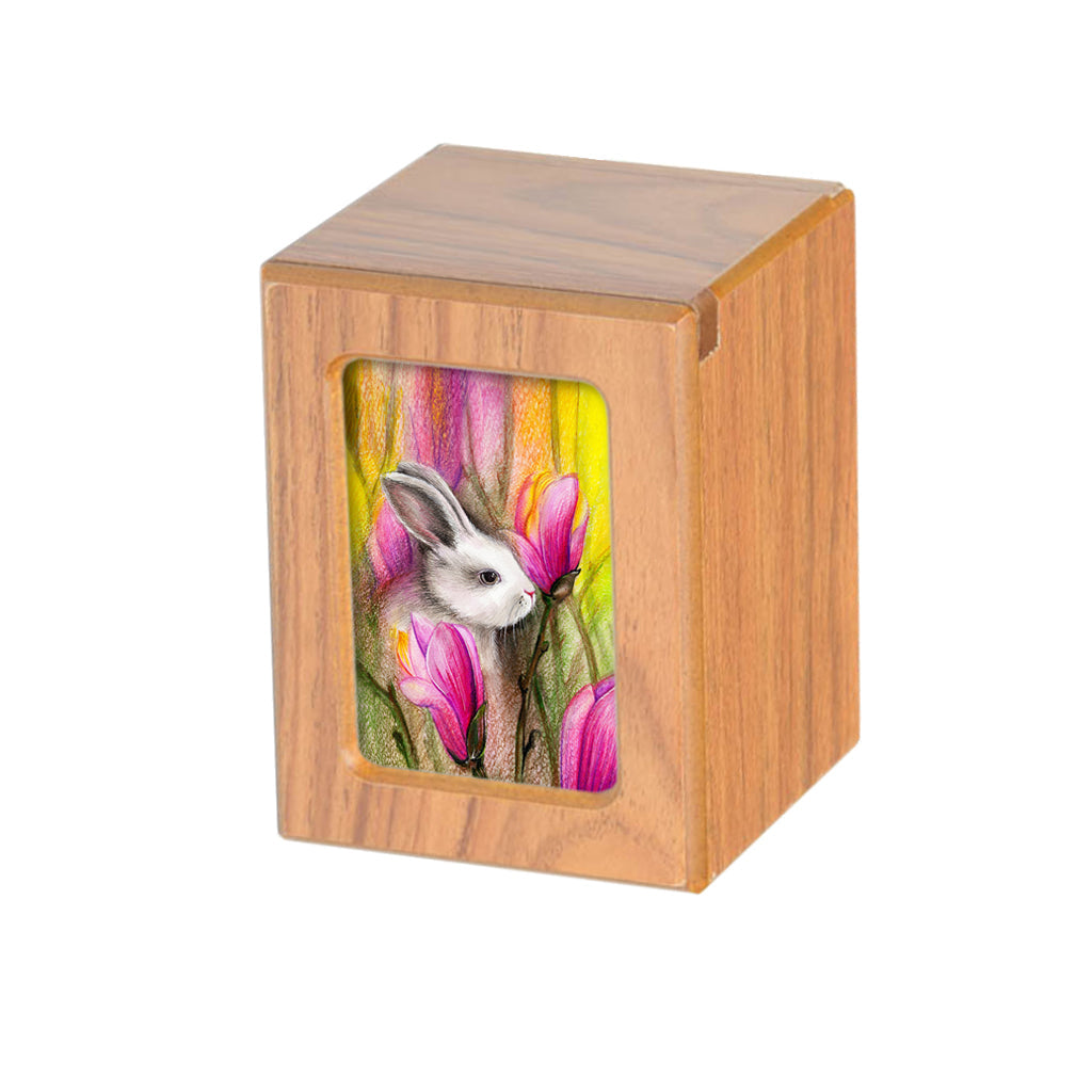 SMALL PY06 Photo Frame Urn - Rabbit with Tulips Brown