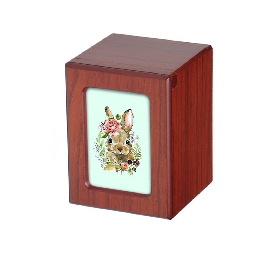 SMALL PY06 Photo Frame Urn - Rabbit & Floral Crown Cherry