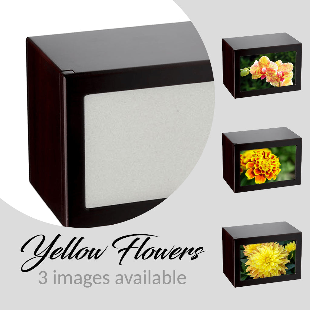 EXTRA LARGE Photo Frame urn -PY06- Yellow Flowers Dark Cherry