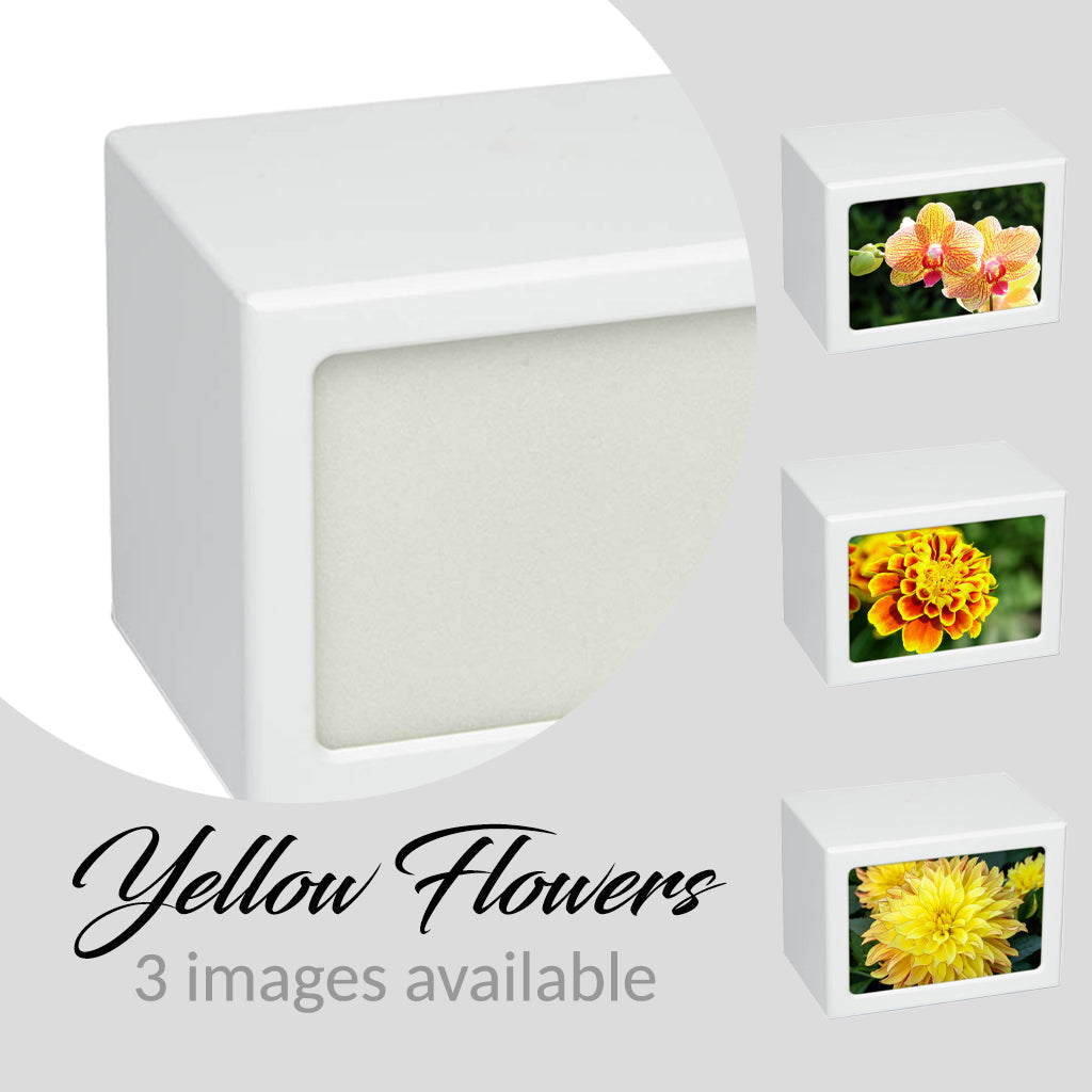 EXTRA LARGE Photo Frame urn -PY06- Yellow Flowers White