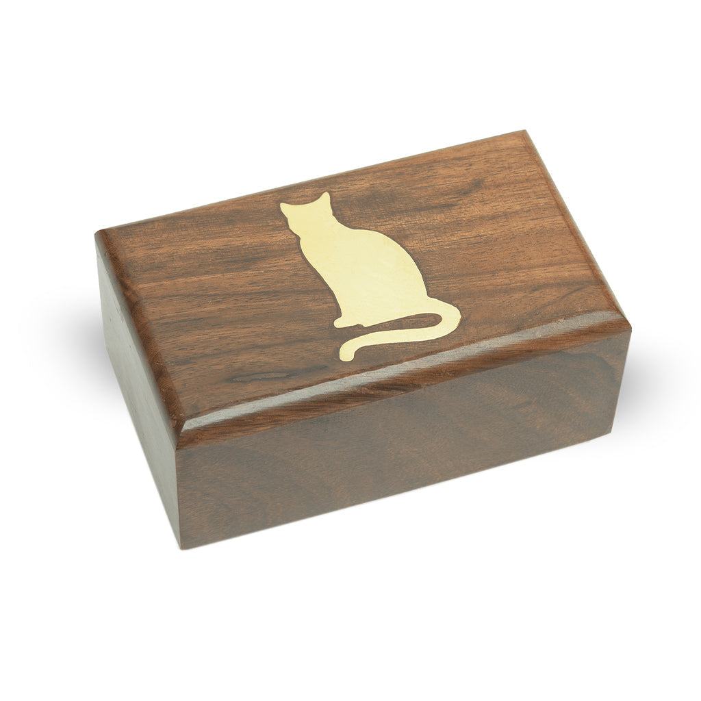 EXTRA SMALL Rosewood urn with Brass CAT inlay