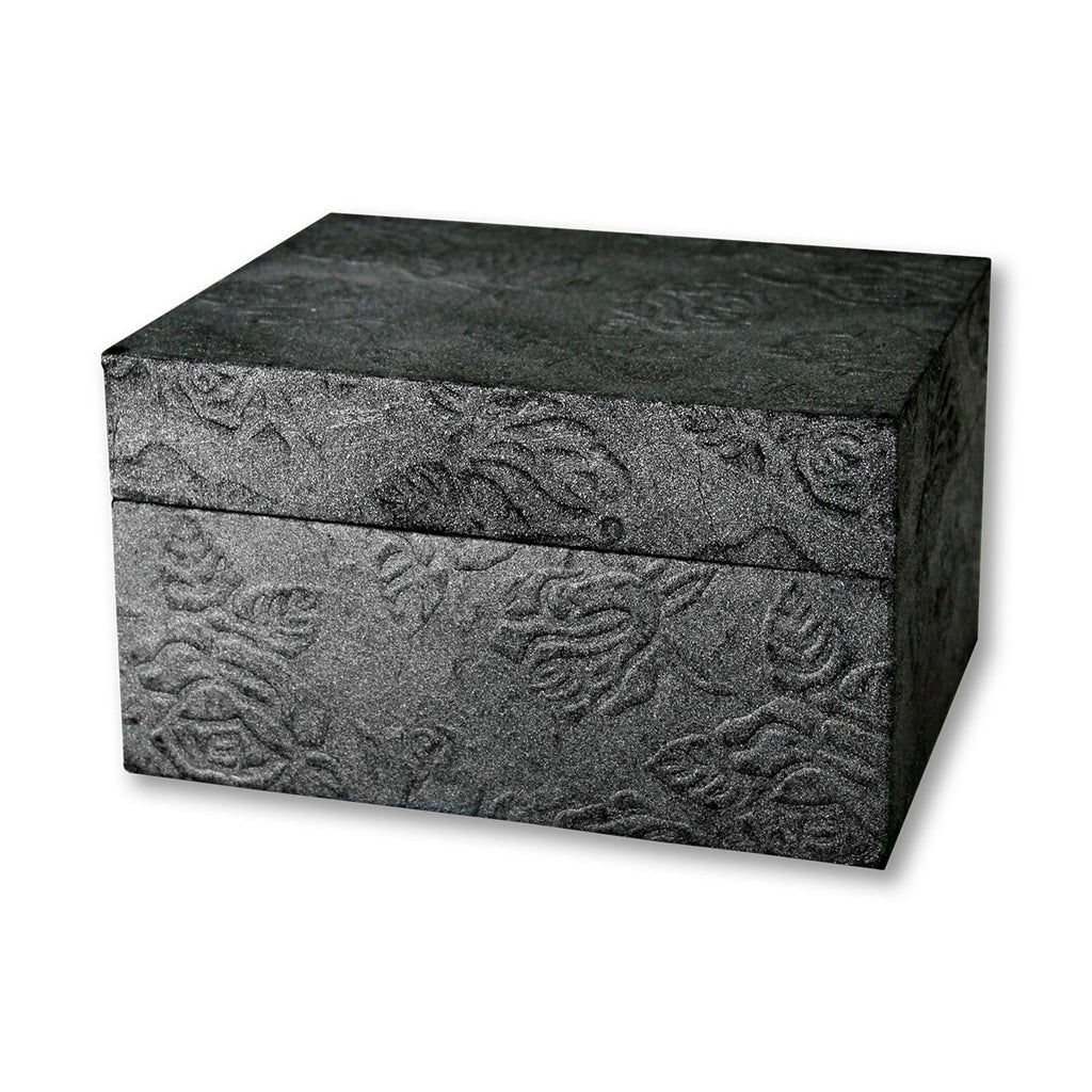 ADULT - Chest Earth Urn Embossed Metallic Black