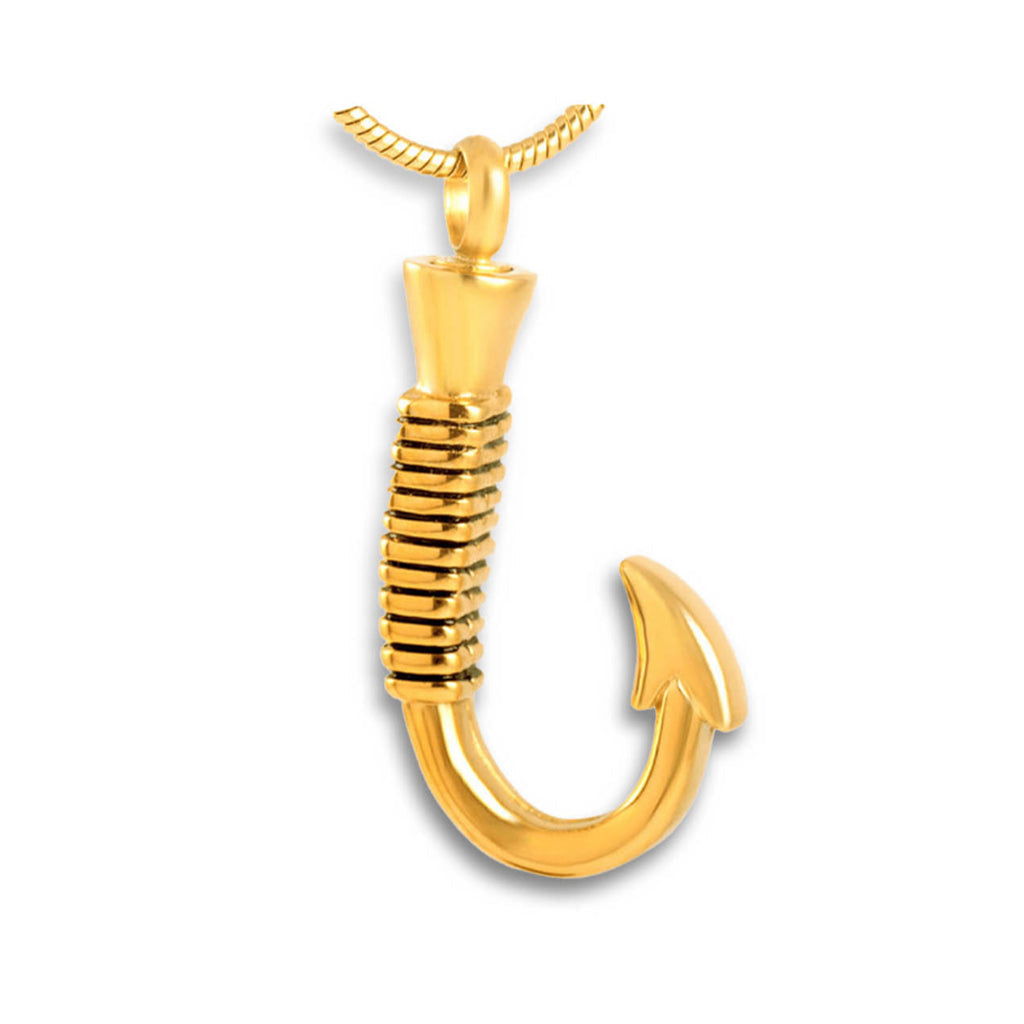 J-049 - Fish Hook - Pendant with Chain - Gold