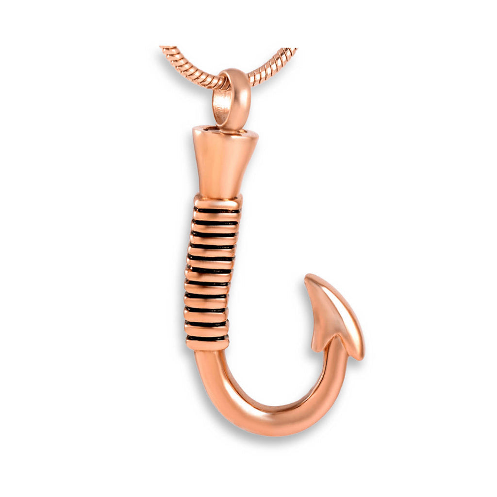 J-049 - Fish Hook - Pendant with Chain - Rose Gold
