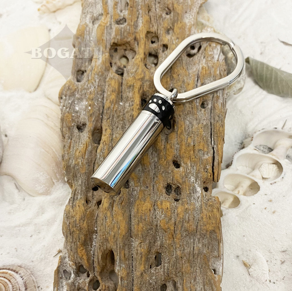 Banded Paw Print Cylinder  memorial Keychain-
