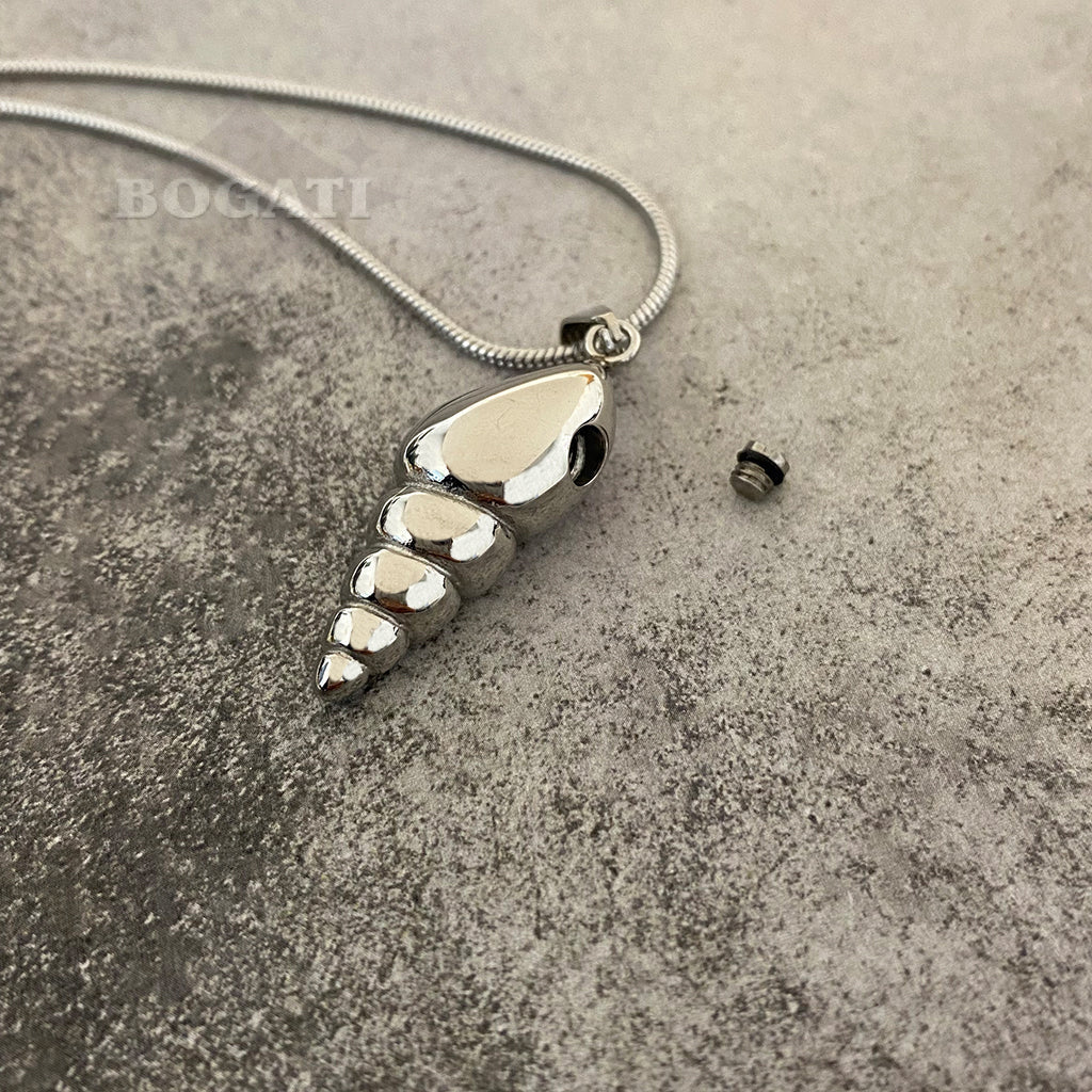 CLEARANCE J-166- Conch Shell with Rhinestones - Pendant with Chain