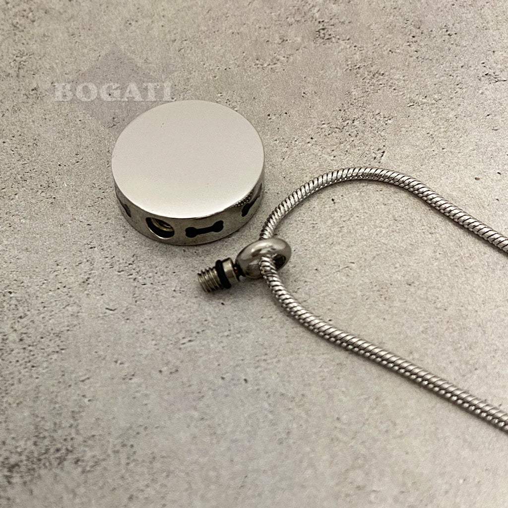 J-400 - Paw Print with Bones Circle - Pendant with Chain