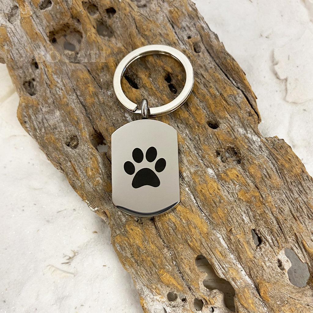 J-819 Black Paw Print Tag Keychain