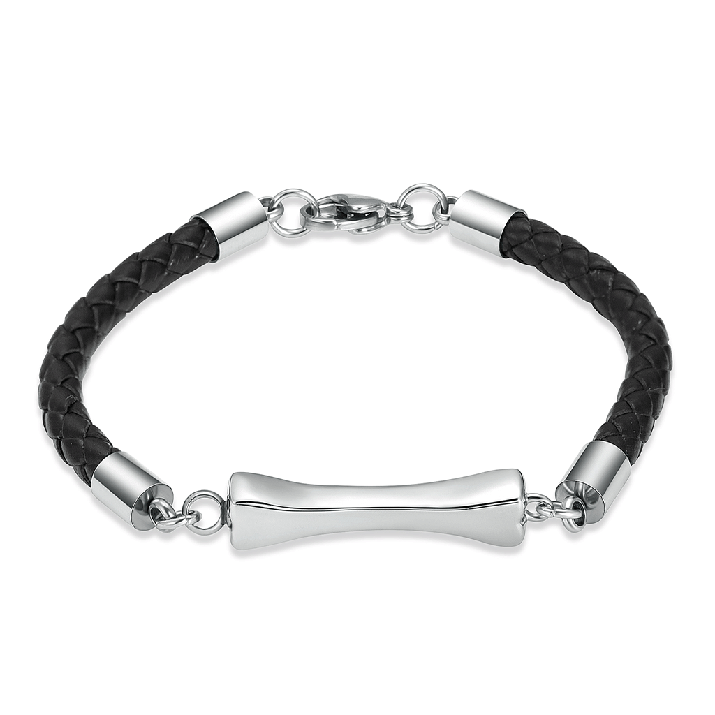 CLEARANCE - J-BRAC-16 - Black Braided Bracelet with Dog Bone