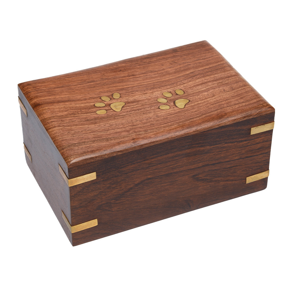 IMPERFECT LARGE - Rosewood Pet Urn RW-PP with Brass Paws and Corners