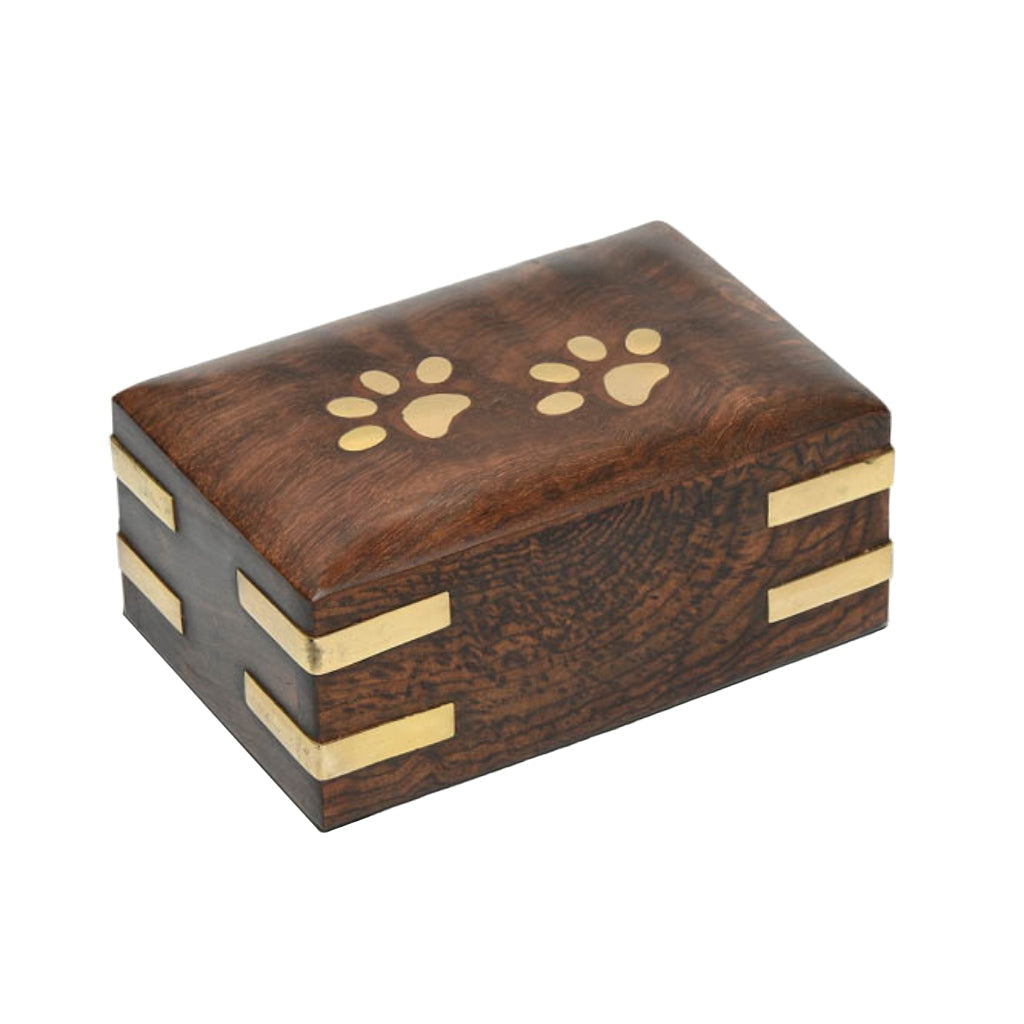 IMPERFECT SELECTION - EXTRA SMALL - Rosewood Pet Urn RW-PP with Brass Paws and Corners