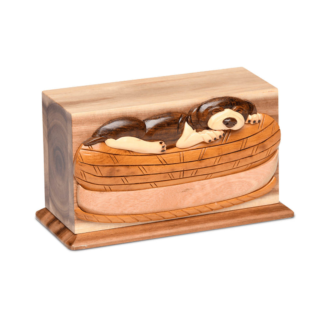 IMPERFECT SELECTION - SMALL Hardwood Urn with Sleeping Dog