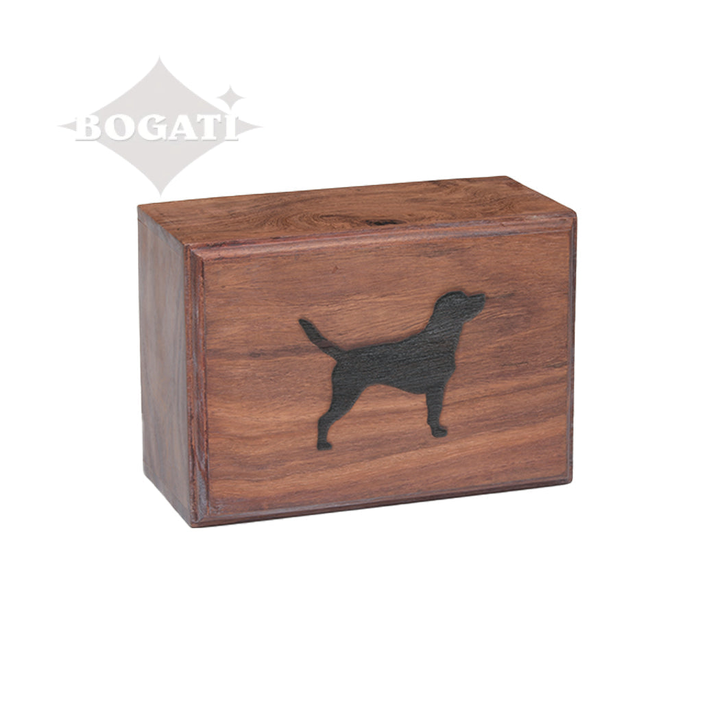MEDIUM Rosewood Urn -2705- Bevel Edge - Dog Silhouette