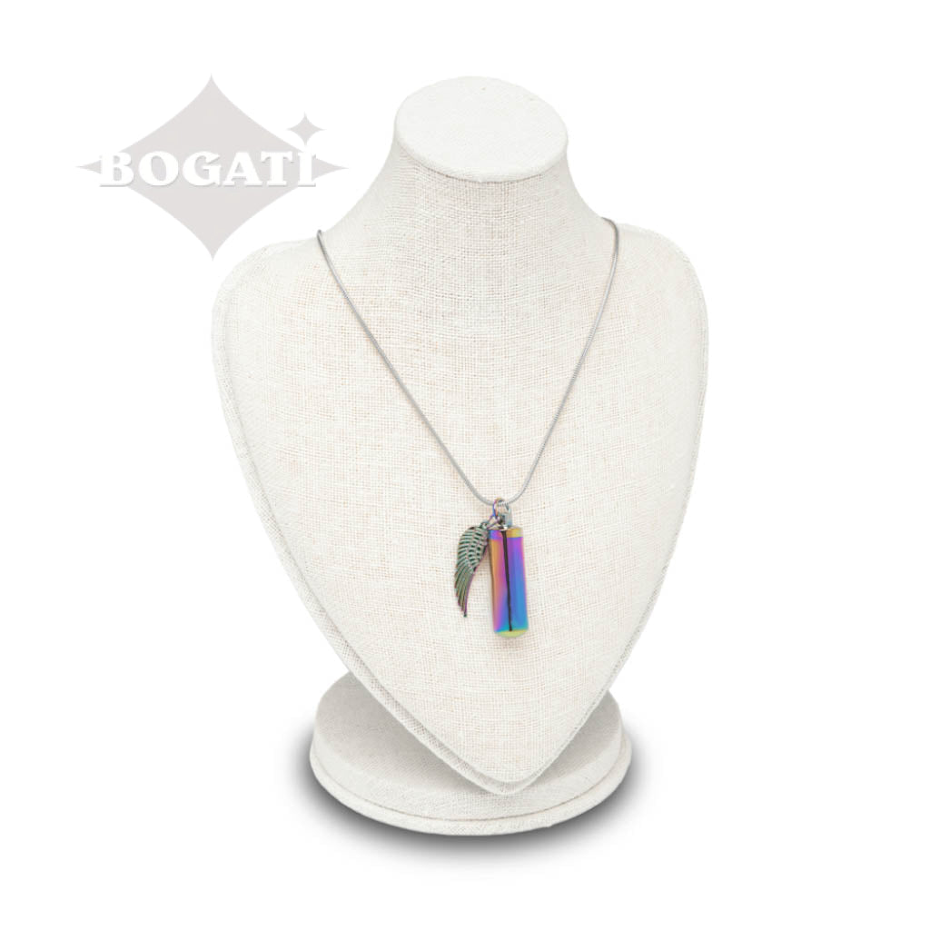 J-207 Rainbow Cylinder with Wing - Pendant with Chain