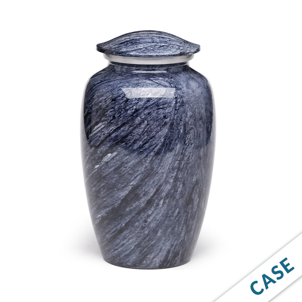 ADULT -Classic Alloy Urn - Hand-painted Stone-look - Case Blue-Gray