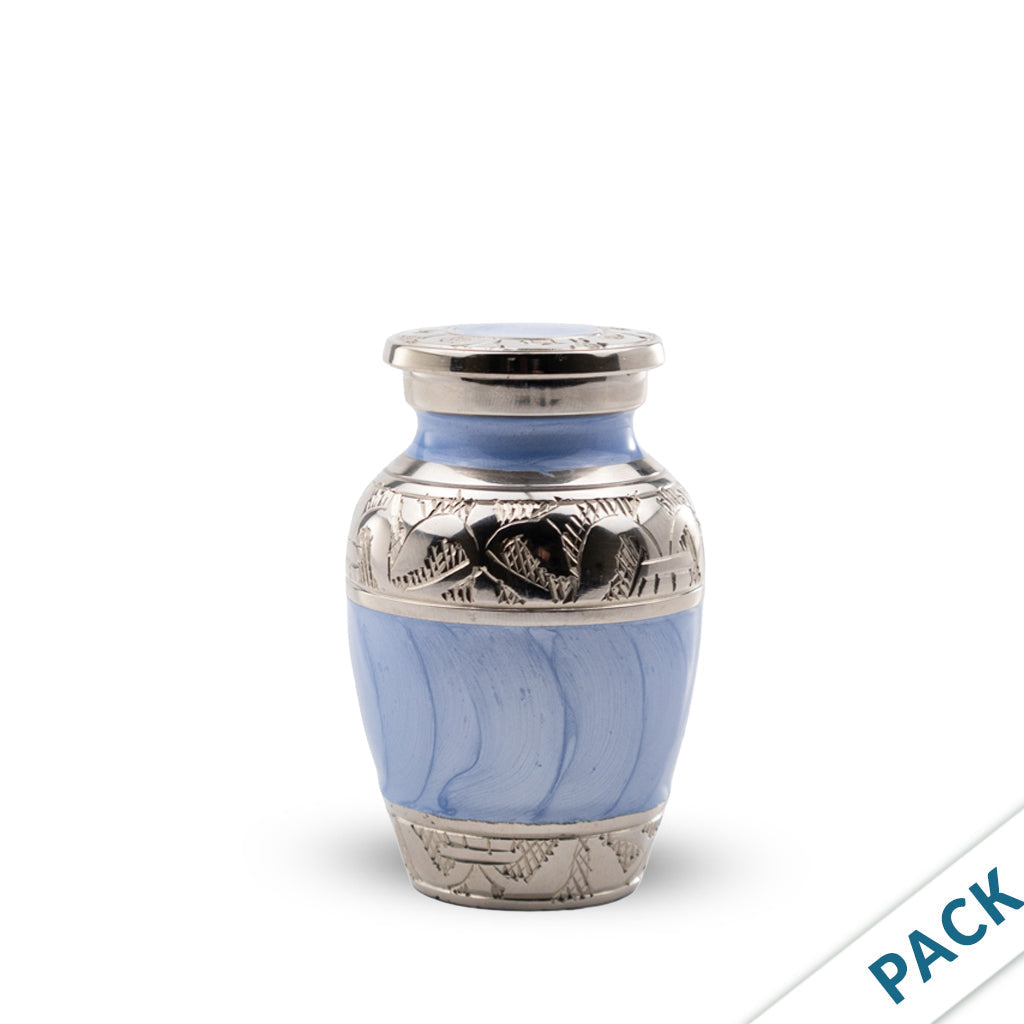 KEEPSAKE Nickel Plated Brass Urn -1528- Fleur-de-Lis - Pack of 10 Blue