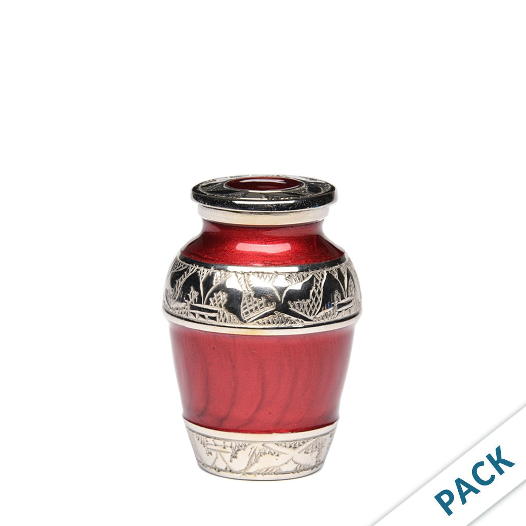 KEEPSAKE Nickel Plated Brass Urn -1528- Fleur-de-Lis - Pack of 10 Crimson