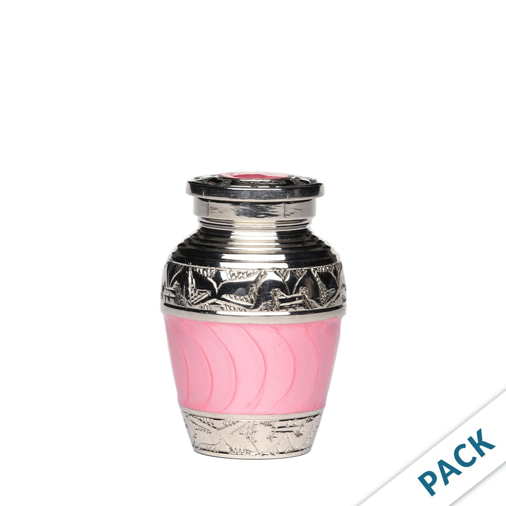 KEEPSAKE Nickel Plated Brass Urn -1528- Fleur-de-Lis - Pack of 10 Pink