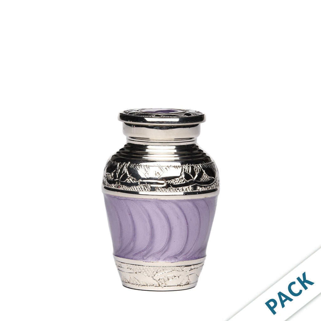 KEEPSAKE Nickel Plated Brass Urn -1528- Fleur-de-Lis - Pack of 10 Purple