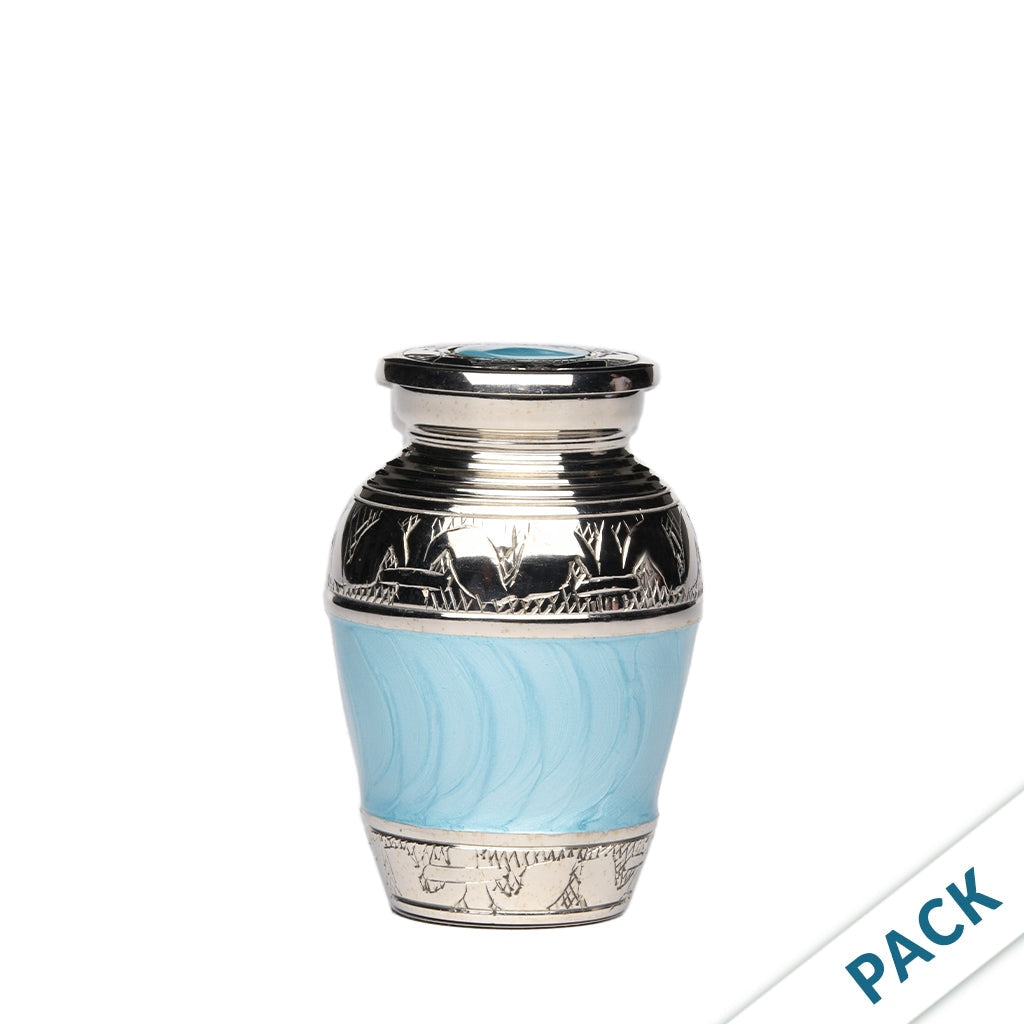 KEEPSAKE Nickel Plated Brass Urn -1528- Fleur-de-Lis - Pack of 10 Turquoise