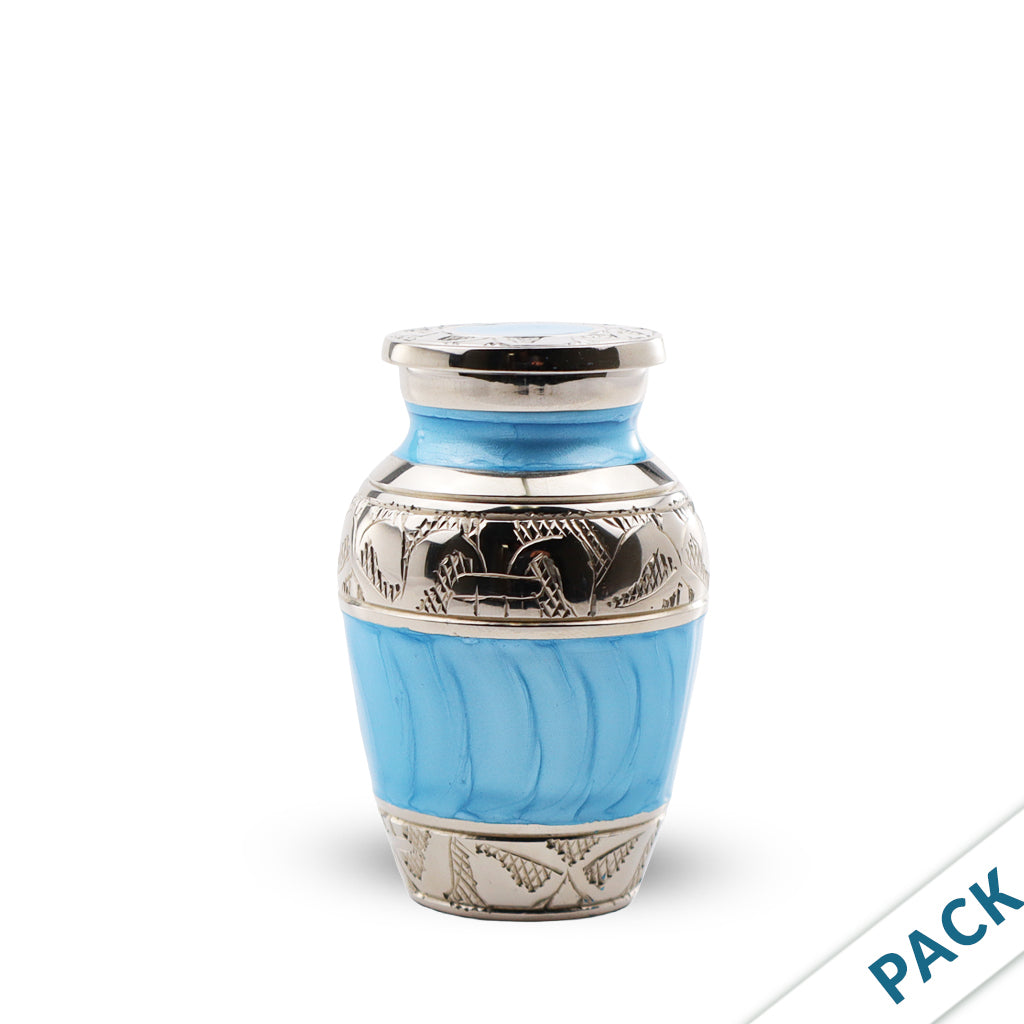 KEEPSAKE Nickel Plated Brass Urn -1528- Fleur-de-Lis -Pack of 10 Turquoise