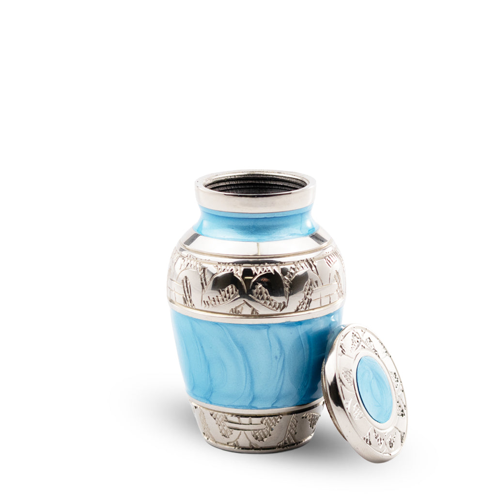 KEEPSAKE Nickel Plated Brass Urn -1528- Fleur-de-Lis