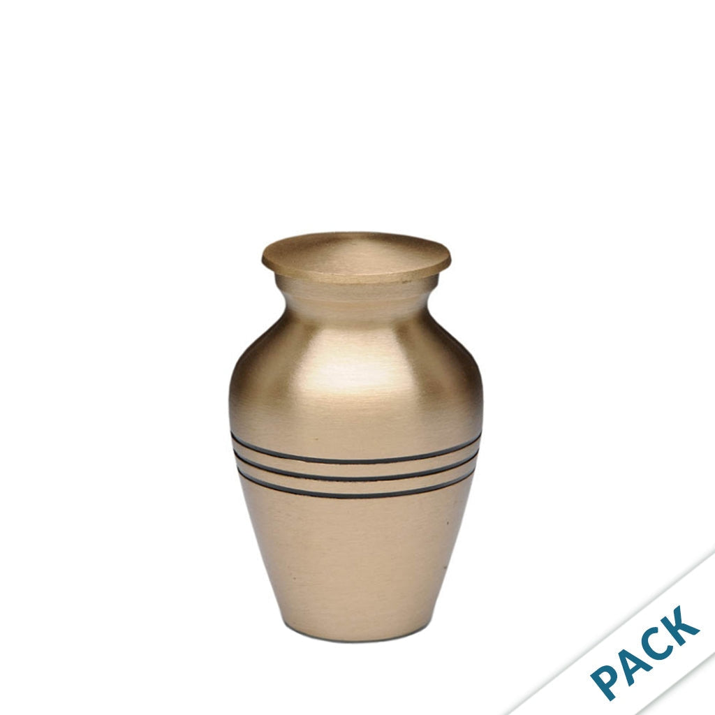 KEEPSAKE Brass Urn - Brushed Finish - Three Rings - Pack of 10 Brass