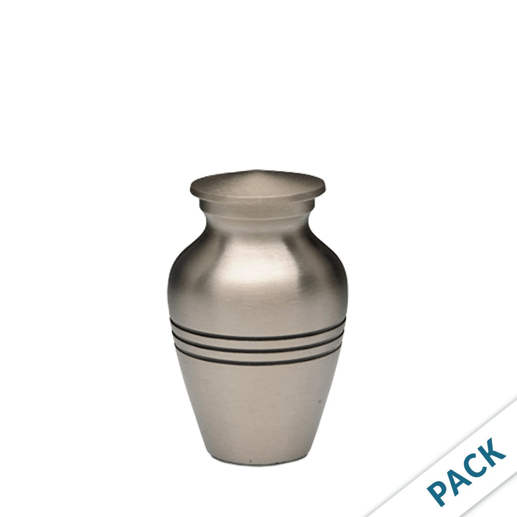 KEEPSAKE Brass Urn - Brushed Finish - Three Rings - Pack of 10 Pewter