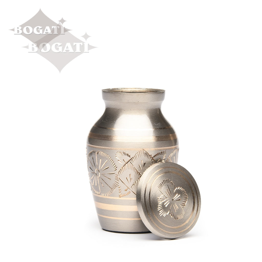 KEEPSAKE-1575- Brass Urn - Hand Etched - Platinum & Gold - Pack of 10