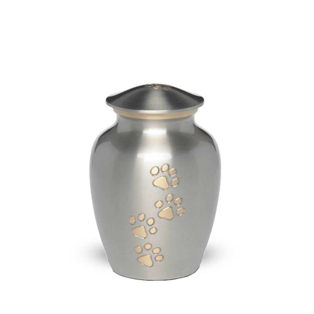 EXTRA SMALL Brass Pet Urn - "Paws to Heaven" (Copy) Pewter-Gold