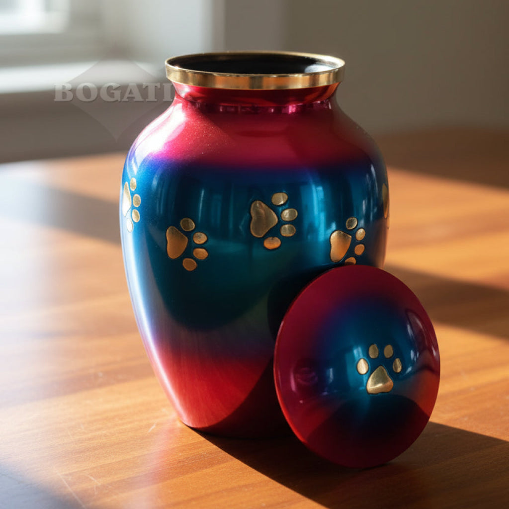 LARGE Brass Pet Urn - "Forever Paw"