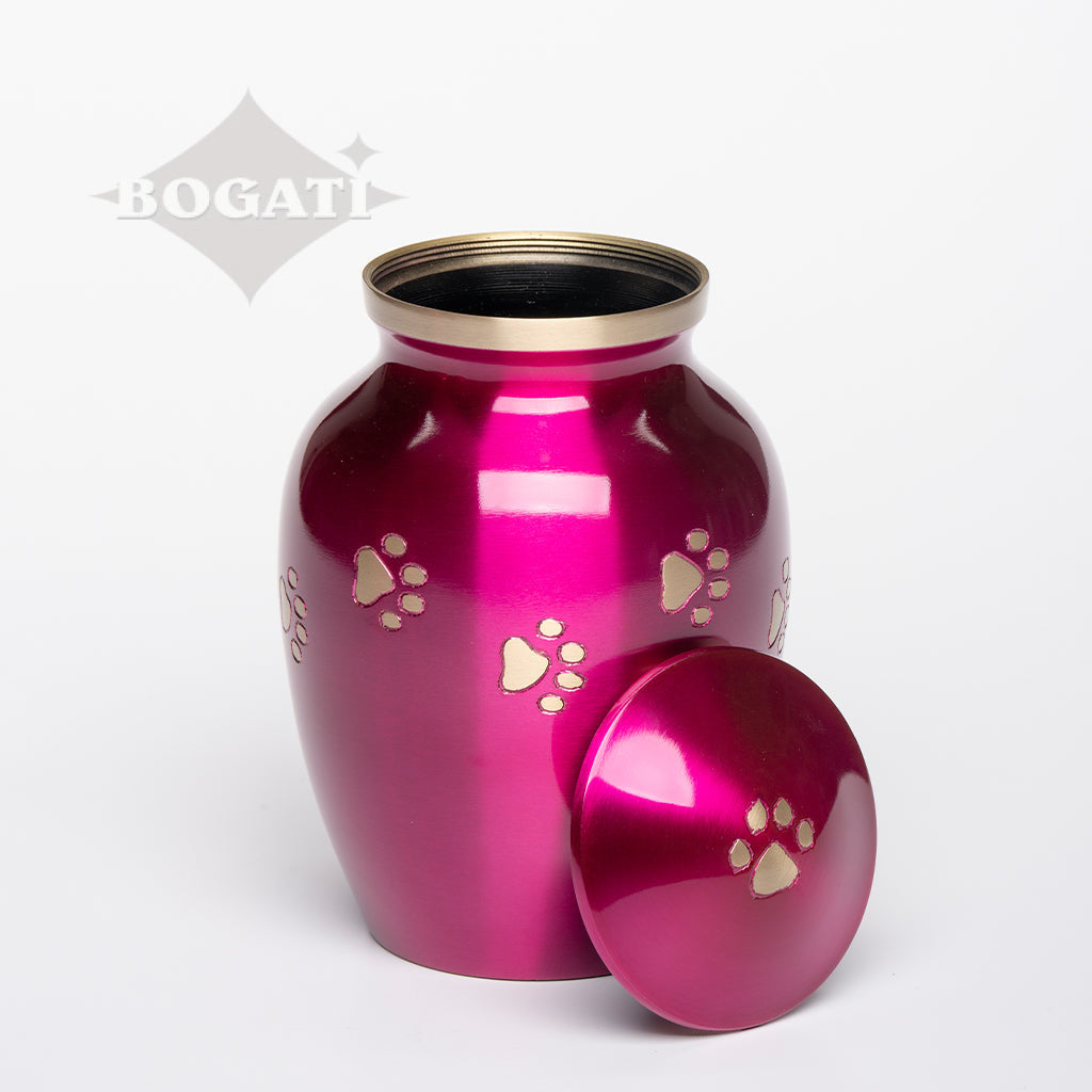 Urna de mascota de latón MEDIANA -1655- "Forever Paw" - Azul cobalto
