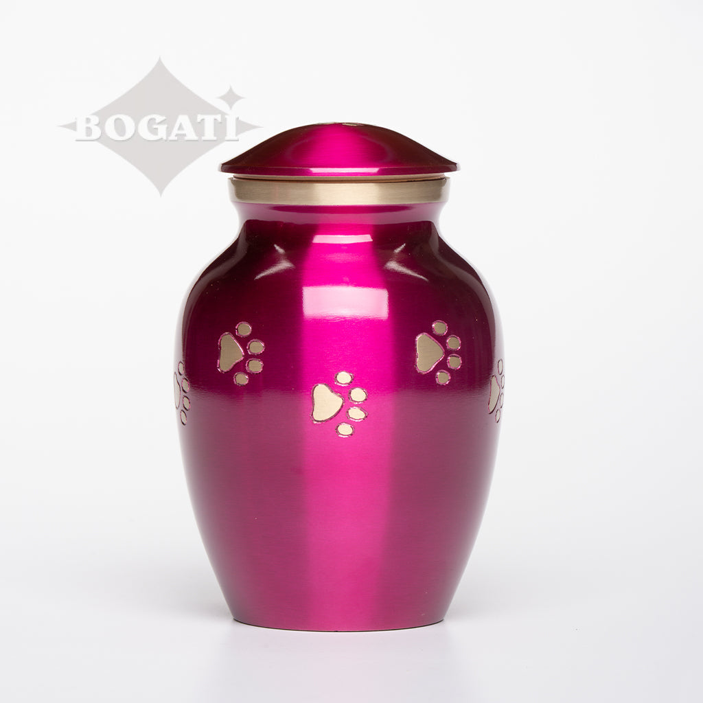Urna de mascota de latón MEDIANA -1655- "Forever Paw" - Azul cobalto