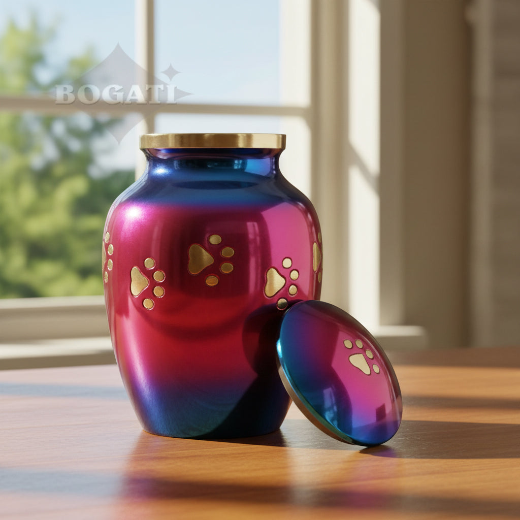 SMALL Brass Pet Urn - "Forever Paw"