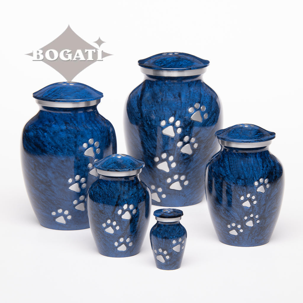 EXTRA SMALL Alloy Pet Urn - 1658 "Paws to Heaven" - Marbled Stone Finish