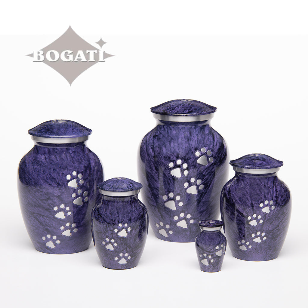 EXTRA SMALL Alloy Pet Urn - 1658 "Paws to Heaven" - Marbled Stone Finish