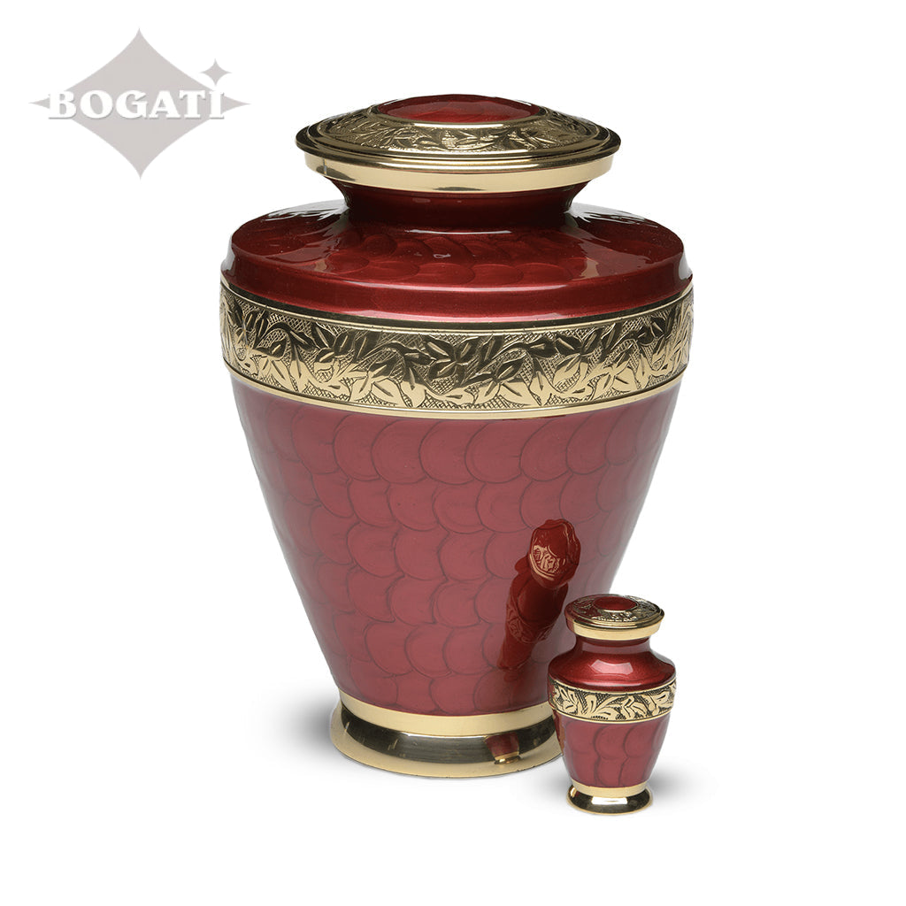 ADULT Brass Urn -1964- Enamel Overlay - Gold-tone bands