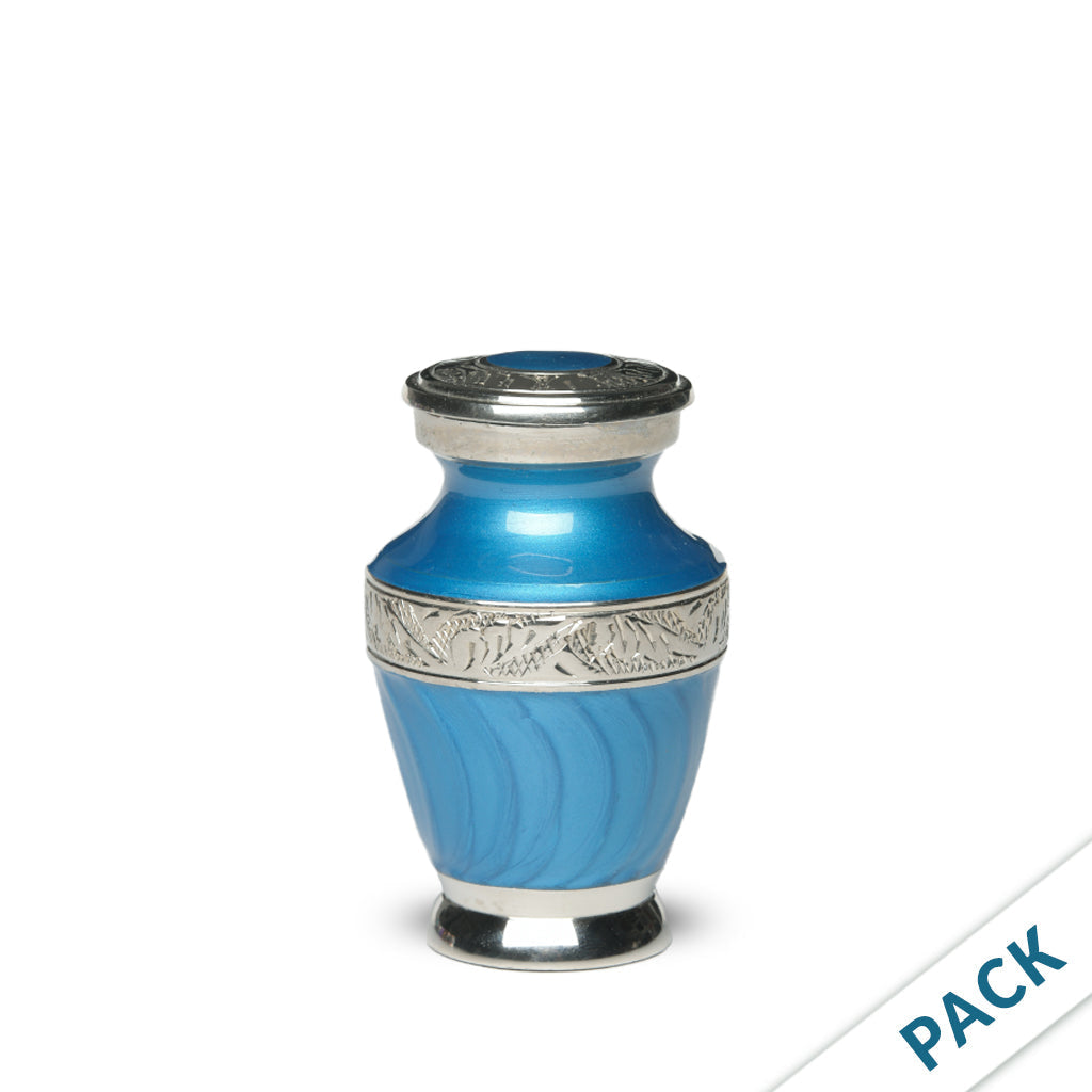 KEEPSAKE Brass Urn -1964- Enamel Overlay- Silver-tone bands -Pack of 10 Dark Blue