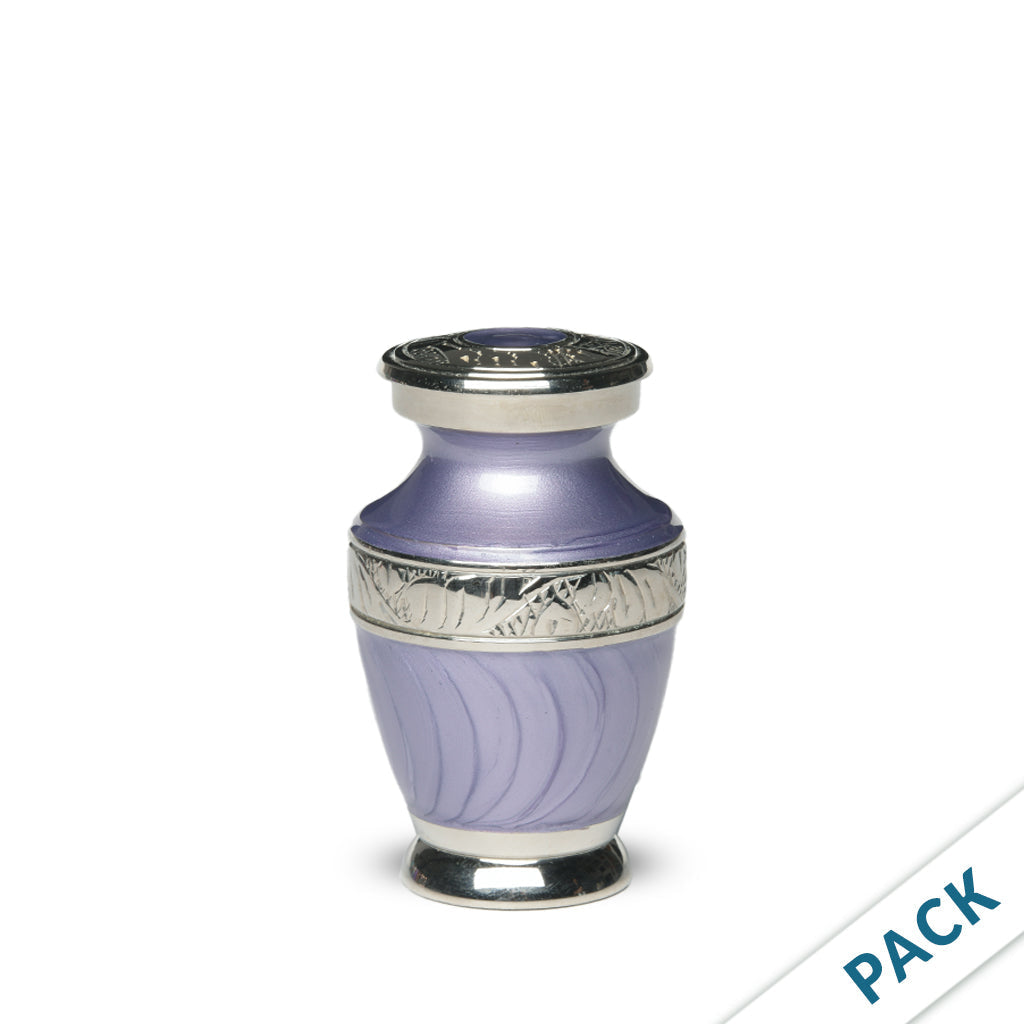 KEEPSAKE Brass Urn -1964- Enamel Overlay- Silver-tone bands -Pack of 10 Purple