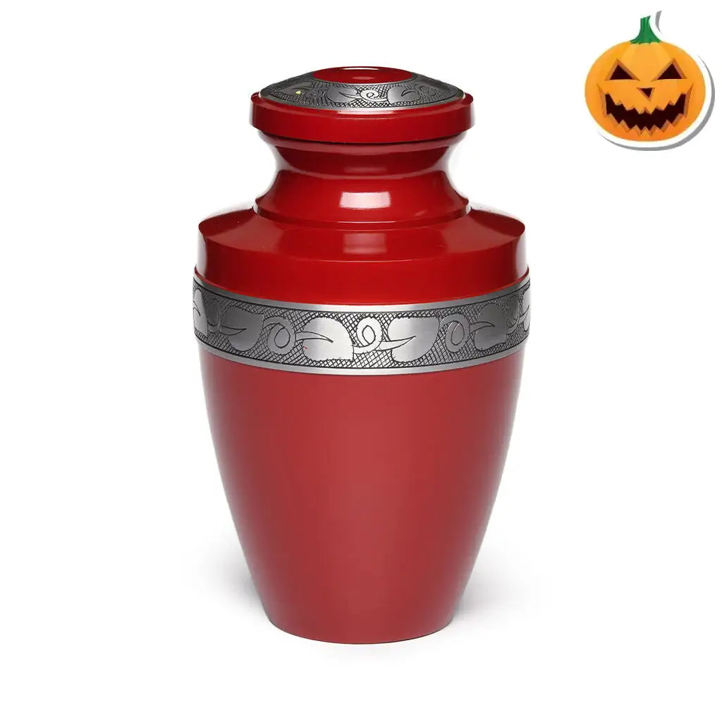 ADULT - Alloy Urn -2116- Grecian with Bogati Jasmine Border Red