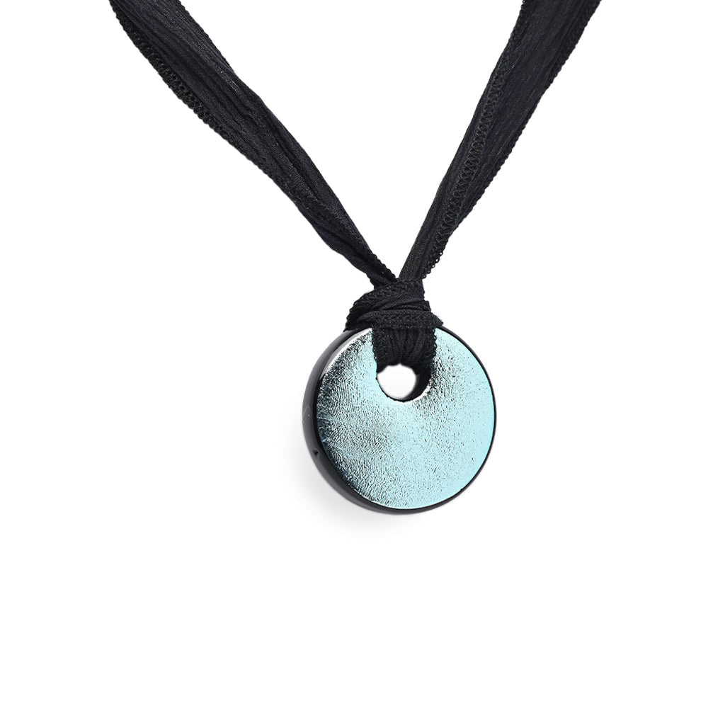 J-2168- Dichroic Glass Love Ashes Reflection Circles - Infused with Cremains Silver Blue