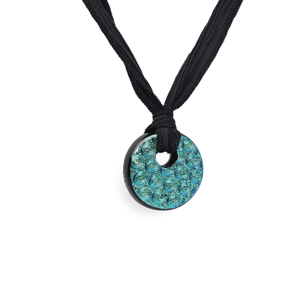 J-2168- Dichroic Glass Love Ashes Reflection Circles - Infused with Cremains Teal
